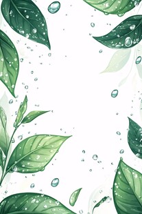 清新绿叶水珠背景图