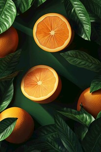 鲜橙绿叶 清新水果画面
