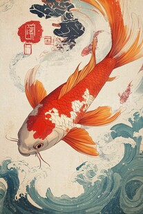 锦鲤跃浪 好运自来