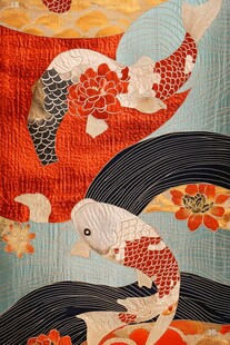 日式锦鲤织物图案