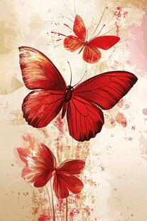 红蝶飞舞的梦幻艺术图景