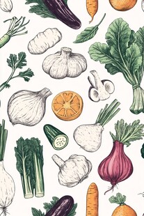 手绘蔬菜与水果图案