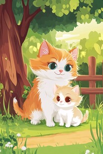 温馨一刻 大猫小猫相依