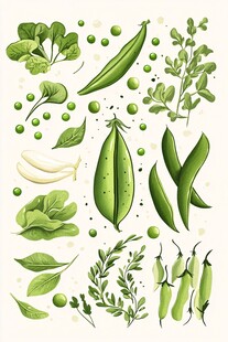 清新手绘风青豌豆蔬菜集合