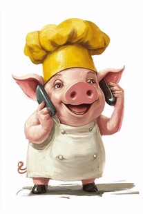 厨师小猪打电话