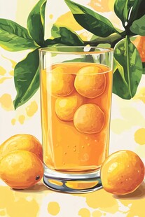 金桔果汁插画 清新诱人