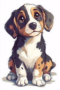 可爱三色小狗插画