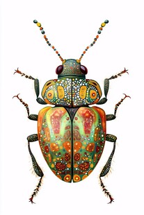 彩色花纹甲虫艺术插画