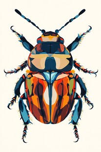 彩色甲虫插画