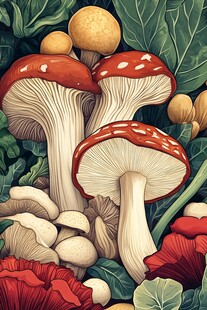 梦幻森林中的多彩蘑菇
