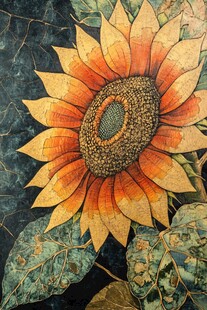 复古风向日葵艺术画作