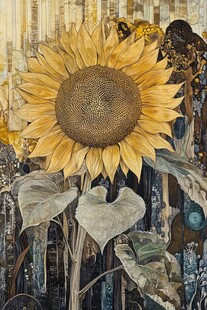 金色向日葵艺术画作