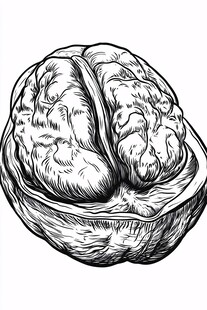 剥开的核桃手绘图案