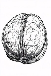 手绘核桃素描图