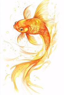 灵动金鱼的梦幻水彩绘