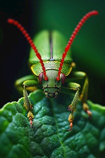 绿甲虫的微距特写