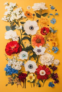 多彩花卉拼贴 明艳视觉盛宴