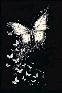 黑白蝶舞 梦幻蝴蝶群飞图景
