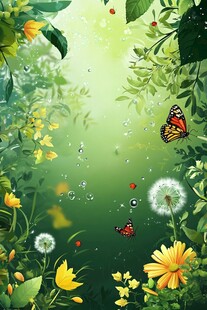 梦幻绿野中的蝶与花