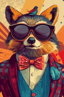 时髦浣熊的时尚装扮