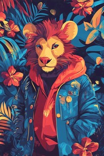 时尚狮子的丛林潮流时刻