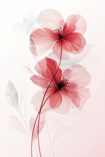 梦幻双生粉色花朵插画