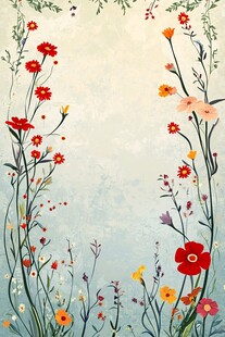 手绘花卉边框背景图