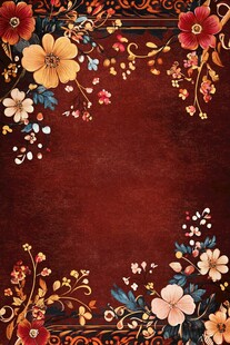 复古花卉边框背景图