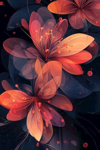 梦幻绚丽花朵插画