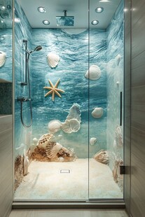 梦幻海洋风玻璃淋浴房