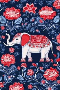 大象花卉图案 异域风情风