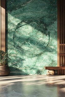 翠绿大理石墙面室内景致