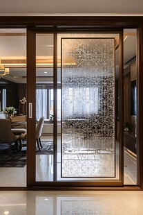 中式风格精致玻璃隔断门