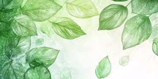 清新绿叶水彩背景图