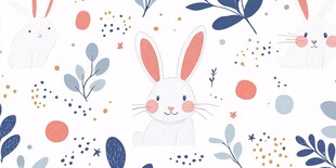 可爱兔子花卉图案背景