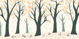 秋日树林插画