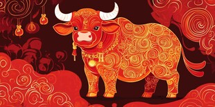 牛年祥瑞牛插画