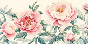 手绘粉色牡丹花花卉图案