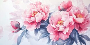 粉色牡丹绽放美丽花卉图