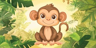 丛林中的可爱小猴