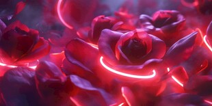 霓虹环绕的梦幻红玫瑰