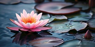 粉色睡莲绽放于水面