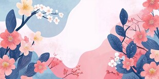 春日繁花烂漫插画背景图