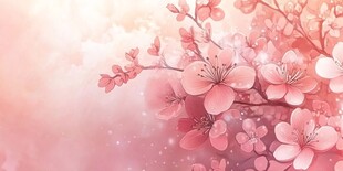 梦幻粉色樱花绽放图景