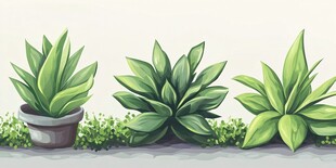 三盆绿植的清新小景