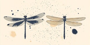 水墨风双蜻蜓插画