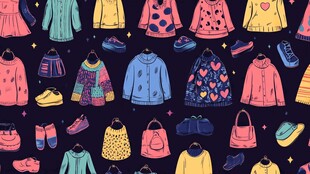 缤纷童装鞋包可爱插画