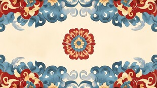 中式复古花卉边框图案设计