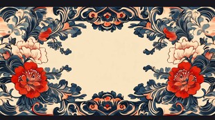 复古花卉边框图案设计