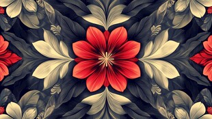 复古花卉对称图案纹理